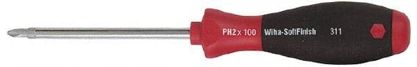 Wiha - #0, 6-1/2" OAL, Round Shaft Phillips Screwdriver - 2-1/4" Blade Length, Ergonomic Handle - Exact Industrial Supply