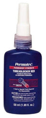 Permatex - 50 mL Bottle, Red, High Strength Liquid Threadlocker - Series 262, 24 hr Full Cure Time, Hand Tool, Heat Removal - Exact Industrial Supply
