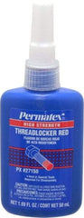 Permatex - 50 mL Bottle, Red, High Strength Liquid Threadlocker - Series 271, 24 hr Full Cure Time, Hand Tool, Heat Removal - Exact Industrial Supply