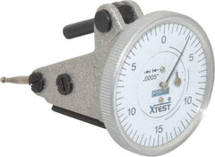 Fowler - 0.06 Inch Range, 0.0005 Inch Dial Graduation, Vertical Dial Test Indicator - 1-1/2 Inch White Dial, 0-15-0 Dial Reading - Exact Industrial Supply