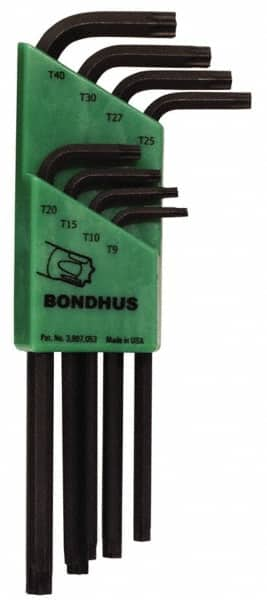 Bondhus - 8 Piece T9 to T40 L-Key Long Arm Torx Key Set - Exact Industrial Supply