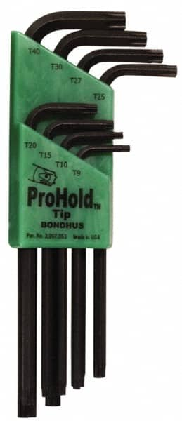 Bondhus - 8 Piece T9 to T40 L-Key Long Arm Torx Key Set - Exact Industrial Supply