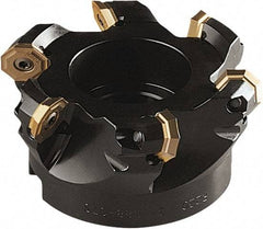 Seco - 92mm Cut Diam, 27mm Arbor Hole, 5mm Max Depth of Cut, 43° Indexable Chamfer & Angle Face Mill - 5 Inserts, OF.. 0704 Insert, Right Hand Cut, 5 Flutes, Through Coolant, Series OctoMill - Exact Industrial Supply