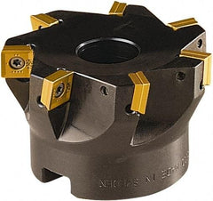 Seco - 7 Inserts, 63mm Cut Diam, 22mm Arbor Diam, 8mm Max Depth of Cut, Indexable Square-Shoulder Face Mill - 90° Lead Angle, 40mm High, SONX 09T3 Insert Compatibility, Series Mini Square - Exact Industrial Supply