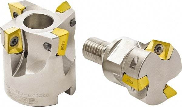 Seco - 50mm Cut Diam, 22mm Arbor Hole, 7mm Max Depth of Cut, 94° Indexable Chamfer & Angle Face Mill - 4 Inserts, XO.. 1204 Insert, Right Hand Cut, Through Coolant, Series R220.79 - Exact Industrial Supply