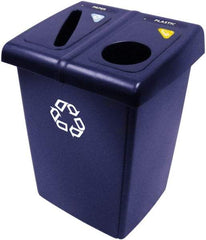 Rubbermaid - 46 Gal Blue Square Recycling Container - Plastic, 35" High x 26.8" Long x 23.6" Wide - Exact Industrial Supply