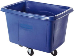 Rubbermaid - 400 Lb Load Capacity, 12 Cu Ft, 9.6 Bushels, Polyethylene Cube Truck - 28" Wide x 42-3/4" Long x 33" High, Dark Blue - Exact Industrial Supply
