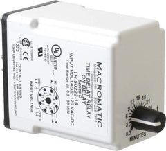 Macromatic - 8 Pin, 0.3 to 30 min Delay, Multiple Range DPDT Time Delay Relay - 10 Contact Amp, 120 VAC/VDC, Knob - Exact Industrial Supply