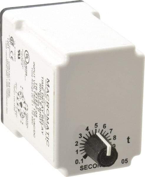 Macromatic - 11 Pin, Multiple Range DPDT Time Delay Relay - 10 Contact Amp, 120 VAC/VDC, Knob - Exact Industrial Supply