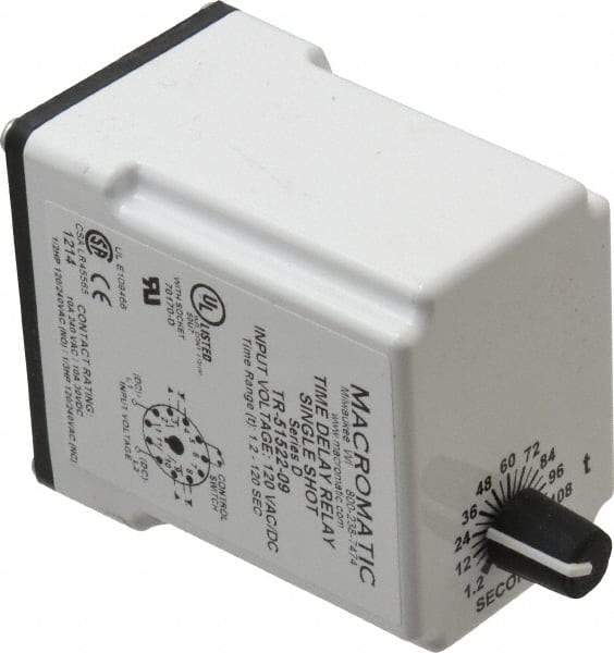 Macromatic - 11 Pin, Multiple Range DPDT Time Delay Relay - 10 Contact Amp, 120 VAC/VDC, Knob - Exact Industrial Supply