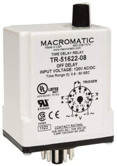 Macromatic - 11 Pin, Multiple Range DPDT Time Delay Relay - 10 Contact Amp, 120 VAC/VDC, Knob - Exact Industrial Supply