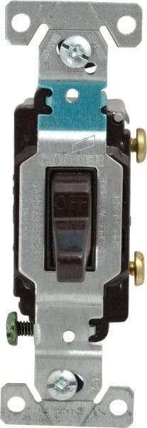 Cooper Wiring Devices - 1 Pole, 120 to 277 VAC, 15 Amp, Commercial Grade, Toggle, Wall and Dimmer Light Switch - 1.3 Inch Wide x 4.2 Inch High, Fluorescent - Exact Industrial Supply