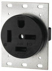 Cooper Wiring Devices - 250 VAC, 60 Amp, 15-60R NEMA Configuration, Black, Industrial Grade, Self Grounding Single Receptacle - 1 Phase, 3 Poles, 4 Wire, Flush Mount - Exact Industrial Supply