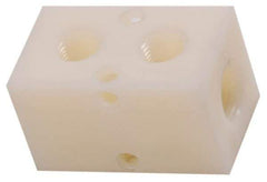 Made in USA - 3/8" Inlet, 1/4" Outlet Manifold - 2.38" Long x 1-1/4" Wide x 1-1/4" High, 0.2" Mount Hole, 2 Inlet Ports, 2 Outlet Ports - Exact Industrial Supply