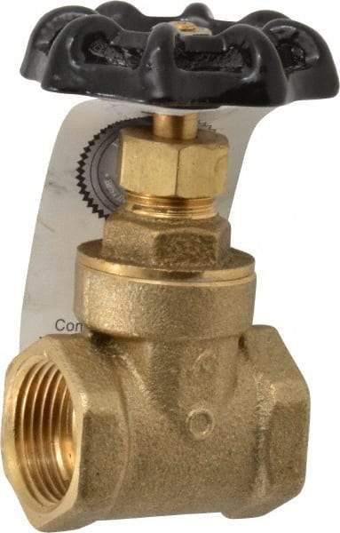 Legend Valve - 3/4" Pipe, Class 200, FNPT x FNPT Brass Solid Wedge Gate Valve - 200 WOG, 1 WSP, Bolted Bonnet, For Use with Potable Water Applications - Exact Industrial Supply