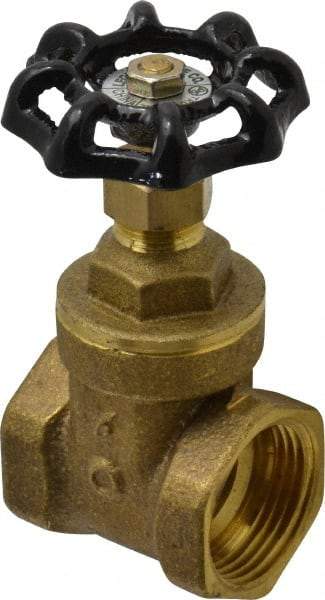 Legend Valve - 1" Pipe, Class 200, FNPT x FNPT Brass Solid Wedge Gate Valve - 200 WOG, 1 WSP, Bolted Bonnet, For Use with Potable Water Applications - Exact Industrial Supply