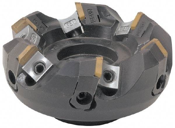 Tungaloy - 6.299" Cut Diam, 2" Arbor Hole, 0.236" Max Depth of Cut, 45° Indexable Chamfer & Angle Face Mill - 8 Inserts, SE.. Insert, Right Hand Cut, Series TGE - Exact Industrial Supply