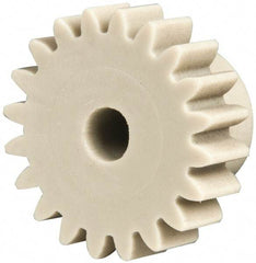 Made in USA - 24 Pitch, 0.833" Pitch Diam, 0.917" OD, 20 Tooth Spur Gear - 1/4" Face Width, 3/16" Bore Diam, 35/64" Hub Diam, 20° Pressure Angle, Acetal - Exact Industrial Supply