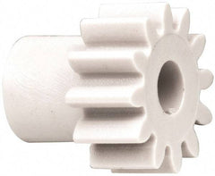 Made in USA - 48 Pitch, 1/2" Pitch Diam, 0.583" OD, 12 Tooth Spur Gear - 1/4" Face Width, 3/16" Bore Diam, 3/8" Hub Diam, 20° Pressure Angle, Acetal - Exact Industrial Supply