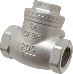 Sharpe Valves - 3/4" Stainless Steel Check Valve - FNPT x FNPT, 200 WOG - Exact Industrial Supply