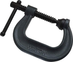 Wilton - Regular-Duty 2-1/8" Max Opening, 2-1/4" Throat Depth, Forged Steel Standard C-Clamp - 3,500 Lb Capacity, 0" Min Opening, Deep Throat - Exact Industrial Supply