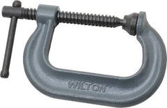 Wilton - Regular-Duty 3" Max Opening, 2-1/2" Throat Depth, Forged Steel Standard C-Clamp - 3,500 Lb Capacity, 0" Min Opening, Deep Throat - Exact Industrial Supply