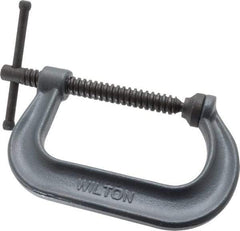 Wilton - Regular-Duty 4-1/4" Max Opening, 3-1/4" Throat Depth, Forged Steel Standard C-Clamp - 6,200 Lb Capacity, 0" Min Opening, Deep Throat - Exact Industrial Supply