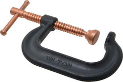 Wilton - Regular-Duty 3" Max Opening, 2-1/2" Throat Depth, Forged Steel Standard C-Clamp - 3,500 Lb Capacity, 0" Min Opening, Deep Throat - Exact Industrial Supply