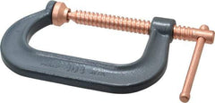 Wilton - Regular-Duty 4-1/4" Max Opening, 3-1/4" Throat Depth, Forged Steel Standard C-Clamp - 6,200 Lb Capacity, 0" Min Opening, Deep Throat - Exact Industrial Supply