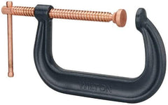 Wilton - Regular-Duty 6-1/16" Max Opening, 4-1/8" Throat Depth, Forged Steel Standard C-Clamp - 6,600 Lb Capacity, 0" Min Opening, Deep Throat - Exact Industrial Supply