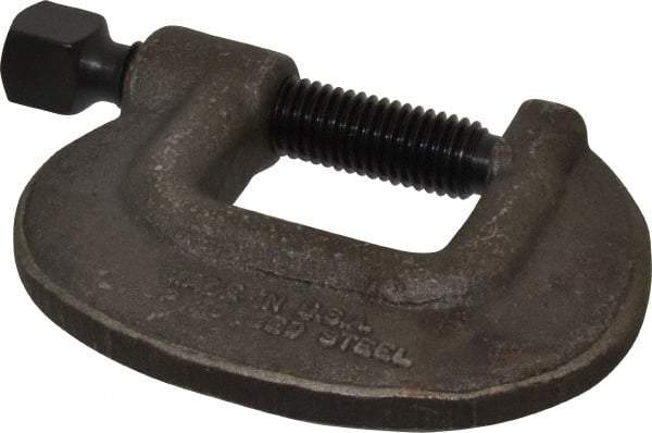 Wilton - Extra Heavy-Duty 1-3/4" Max Opening, 1-3/16" Throat Depth, Forged Steel Standard C-Clamp - 8,750 Lb Capacity, 0" Min Opening, Standard Throat Depth, Cold Drawn Steel Screw - Exact Industrial Supply