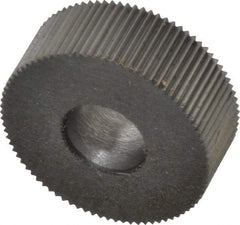 Made in USA - 1/2" Diam, 70° Tooth Angle, 53 TPI, Standard (Shape), Form Type High Speed Steel Straight Knurl Wheel - 3/16" Face Width, 3/16" Hole, Circular Pitch, Bright Finish, Series EP - Exact Industrial Supply