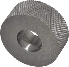 Made in USA - 5/8" Diam, 70° Tooth Angle, 50 TPI, Standard (Shape), Form Type High Speed Steel Female Diamond Knurl Wheel - 1/4" Face Width, 1/4" Hole, Circular Pitch, 30° Helix, Bright Finish, Series GK - Exact Industrial Supply