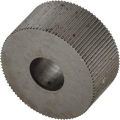 Made in USA - 3/4" Diam, 90° Tooth Angle, 40 TPI, Standard (Shape), Form Type High Speed Steel Straight Knurl Wheel - 3/8" Face Width, 1/4" Hole, Circular Pitch, Bright Finish, Series KP - Exact Industrial Supply