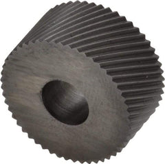 Made in USA - 3/4" Diam, 90° Tooth Angle, 25 TPI, Standard (Shape), Form Type High Speed Steel Right-Hand Diagonal Knurl Wheel - 3/8" Face Width, 1/4" Hole, Circular Pitch, 30° Helix, Bright Finish, Series KP - Exact Industrial Supply