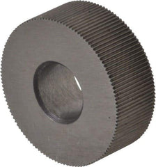 Made in USA - 1/2" Diam, 70° Tooth Angle, 80 TPI, Standard (Shape), Form Type Cobalt Straight Knurl Wheel - 3/16" Face Width, 3/16" Hole, Circular Pitch, Bright Finish, Series EP - Exact Industrial Supply