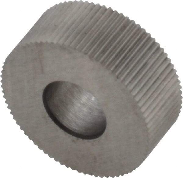 Made in USA - 5/8" Diam, 70° Tooth Angle, 40 TPI, Standard (Shape), Form Type Cobalt Straight Knurl Wheel - 1/4" Face Width, 1/4" Hole, Circular Pitch, Bright Finish, Series GK - Exact Industrial Supply