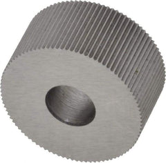 Made in USA - 3/4" Diam, 90° Tooth Angle, 40 TPI, Standard (Shape), Form Type Cobalt Straight Knurl Wheel - 3/8" Face Width, 1/4" Hole, Circular Pitch, Bright Finish, Series KP - Exact Industrial Supply