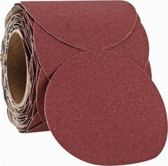 Norton - 5" Diam, 100 Grit Ceramic Adhesive PSA Disc - Medium Grade, Maroon, F Weighted Backing, Flexible - Exact Industrial Supply