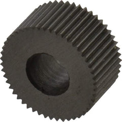Made in USA - 5/16" Diam, 70° Tooth Angle, 50 TPI, Standard (Shape), Form Type High Speed Steel Straight Knurl Wheel - 5/32" Face Width, 1/8" Hole, Circular Pitch, Bright Finish, Series BP - Exact Industrial Supply