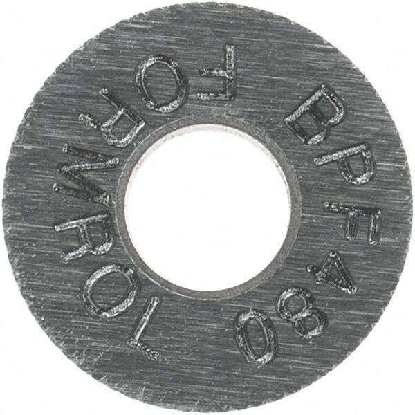Made in USA - 5/16" Diam, 70° Tooth Angle, 80 TPI, Standard (Shape), Form Type High Speed Steel Female Diamond Knurl Wheel - 5/32" Face Width, 1/8" Hole, Circular Pitch, 30° Helix, Bright Finish, Series BP - Exact Industrial Supply