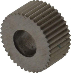 Made in USA - 5/16" Diam, 80° Tooth Angle, Standard (Shape), Form Type High Speed Steel Straight Knurl Wheel - 5/32" Face Width, 1/8" Hole, 128 Diametral Pitch, Bright Finish, Series BP - Exact Industrial Supply