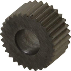 Made in USA - 5/16" Diam, 80° Tooth Angle, Standard (Shape), Form Type Cobalt Straight Knurl Wheel - 5/32" Face Width, 1/8" Hole, 96 Diametral Pitch, Bright Finish, Series BP - Exact Industrial Supply