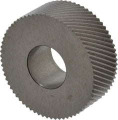 Made in USA - 1-1/4" Diam, 90° Tooth Angle, 20 TPI, Standard (Shape), Form Type High Speed Steel Right-Hand Diagonal Knurl Wheel - 1/2" Face Width, 1/2" Hole, Circular Pitch, 30° Helix, Bright Finish, Series PH - Exact Industrial Supply