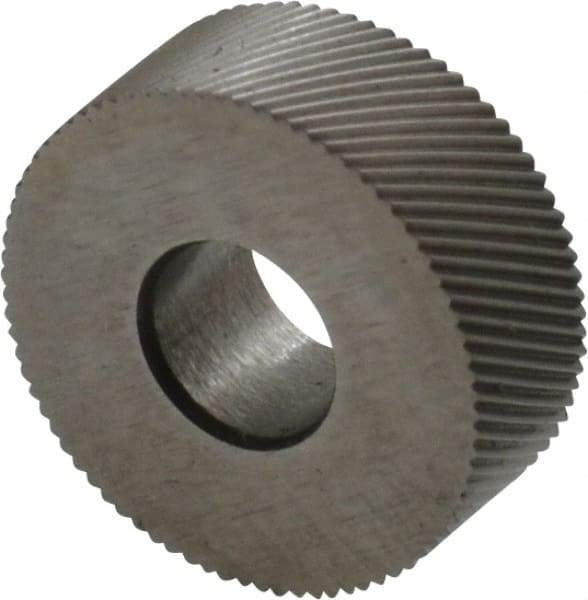 Made in USA - 1/2" Diam, 80° Tooth Angle, Standard (Shape), Form Type High Speed Steel Right-Hand Diagonal Knurl Wheel - 3/16" Face Width, 3/16" Hole, 160 Diametral Pitch, 30° Helix, Bright Finish, Series EP - Exact Industrial Supply