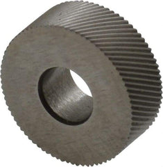 Made in USA - 1/2" Diam, 80° Tooth Angle, Standard (Shape), Form Type High Speed Steel Right-Hand Diagonal Knurl Wheel - 3/16" Face Width, 3/16" Hole, 160 Diametral Pitch, 30° Helix, Bright Finish, Series EP - Exact Industrial Supply
