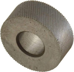 Made in USA - 5/8" Diam, 80° Tooth Angle, Standard (Shape), Form Type High Speed Steel Left-Hand Diagonal Knurl Wheel - 1/4" Face Width, 1/4" Hole, 160 Diametral Pitch, 30° Helix, Bright Finish, Series GK - Exact Industrial Supply