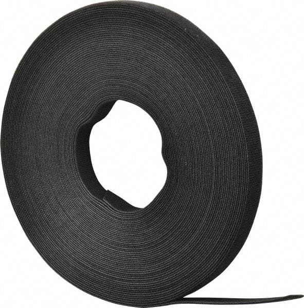 SpeedTech - 75' Long Black Nylon & Polyethylene Hook & Loop Strap - 50 Lb Tensile Strength - Exact Industrial Supply