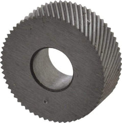 Made in USA - 1/2" Diam, 80° Tooth Angle, Standard (Shape), Form Type Cobalt Left-Hand Diagonal Knurl Wheel - 3/16" Face Width, 3/16" Hole, 128 Diametral Pitch, 30° Helix, Bright Finish, Series EP - Exact Industrial Supply