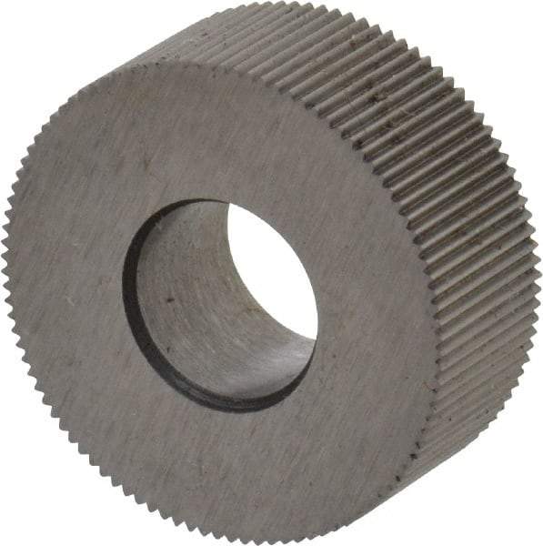 Made in USA - 5/8" Diam, 80° Tooth Angle, Standard (Shape), Form Type Cobalt Straight Knurl Wheel - 1/4" Face Width, 1/4" Hole, 160 Diametral Pitch, Bright Finish, Series GK - Exact Industrial Supply